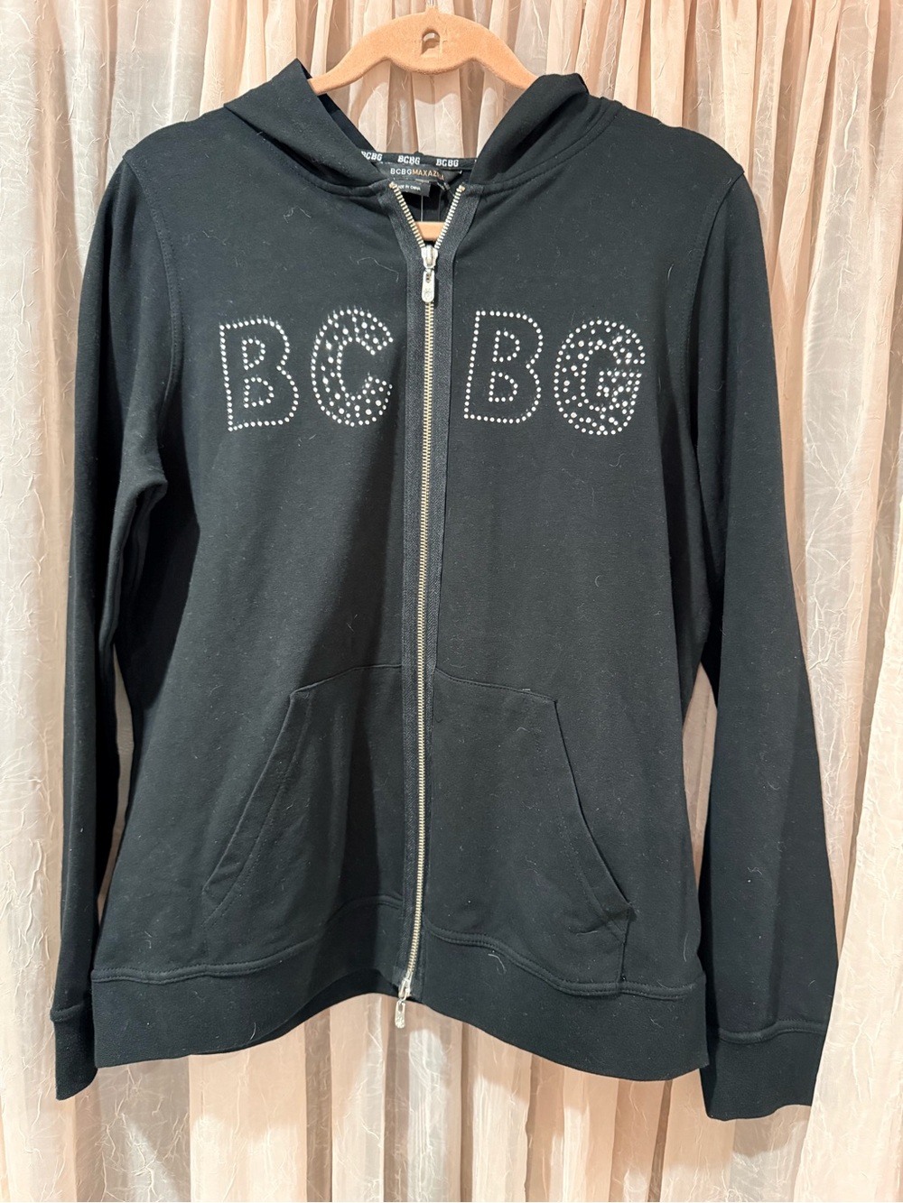 NWT BCBG Black Studded Zip-Up Hoodie